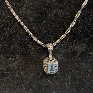 TOPAZ and Sterling Silver Pendant on 16" Long Sterling Silver Chain